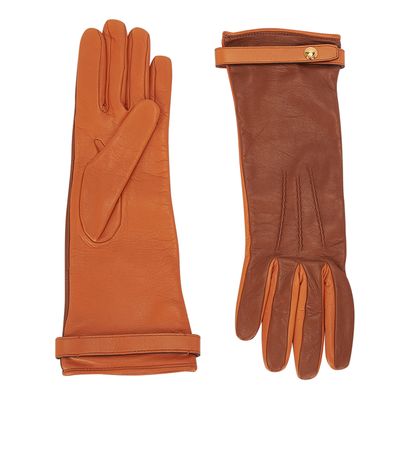 Burberry Gloves, &pound;70, Accessories, Orange, Leather, Front view